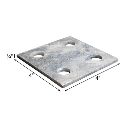 Base/Flange Plate Galvanized, 1/4" x 4" x 4", Pack of 50