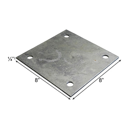 Base/Flange Plate Galvanized, 1/4" x 8" x 8", Pack of 20
