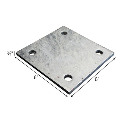 Base/Flange Plate Galvanized, 3/8" x 6" x 6", Pack of 10