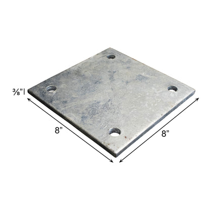 Base/Flange Plate Galvanized, 3/8" x 8" x 8", Pack of 10